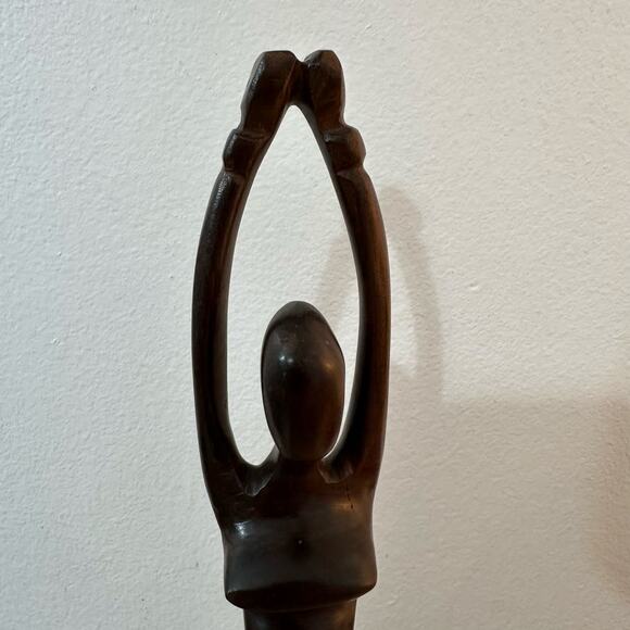 Wooden Statue of Dancing Woman Tribal 13" Tall African The Dancer Carved Ebony - Picture 2 of 8